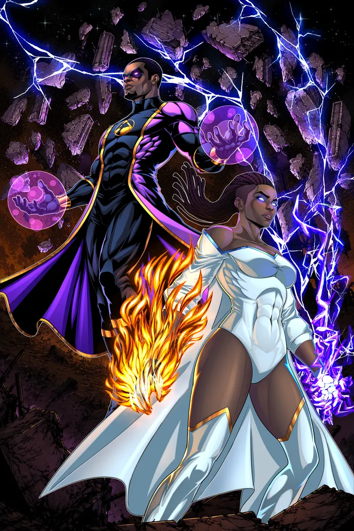 Apex and Aspect wreathed in lightning